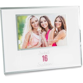 Pavilion Gift Company - Sweet 16 Sixteen - 4x6 Silver & White Easel Back Glass Picture Frame