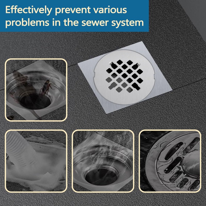 2 Pack 4-1/4 Inch OD Shower Drain Cover, 18/8 Stainless