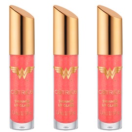 Catrice Wonder Woman Shimmer Lip Glaze, No. 020, Pink, with Oils, Shiny, Vegan, Parabens, No Microplastic Particles, Nanoparticles Free, Pack of 3 (3 x 3.4 ml)