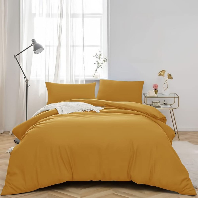 MOONLIGHT20015 Single Duvet Cover - Ochre Solid Soft Single Bedding