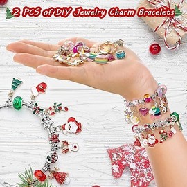 Christmas Advent Calendar Bracelets 2024, 24 Days Xmas Countdown Calendar with 2pcs DIY Charm Bracelets Kits, Christmas Surprise for Girls Kids Teens Adult Women