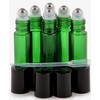 Vivaplex, 6, Green, 10 ml Glass Roll-on Bottles with Stainless