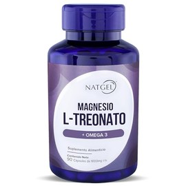 NatGel Treonato de Magnesio con Omega 3 | Alta Absorcion, Apoyo Cognitivo y Relajacion | Suplemento para Memoria, Enfoque y Sueño Reparador | | 90 Cápsulas VCaps de 1,000 mg