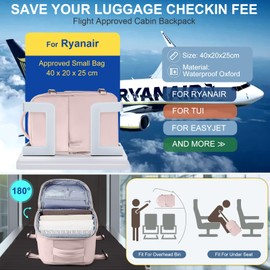 SZLX Hand Luggage Backpack 40 x 20 x 25 for Ryanair Travel Backpack Hand Luggage Aeroplane Women's Backpack for Aeroplane Hand Luggage 45 x 36 x 20 for Men Easyjet Cabin Bag Backpack Waterproof Laptop