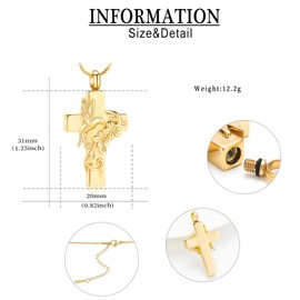 QGJNSGC Urn Necklace for Ashes Flower Ashes Pendant Memorial Necklace Cross Hummingbird Cremation Jewelry Ashes Keepsakes Necklace Gift for Women Men