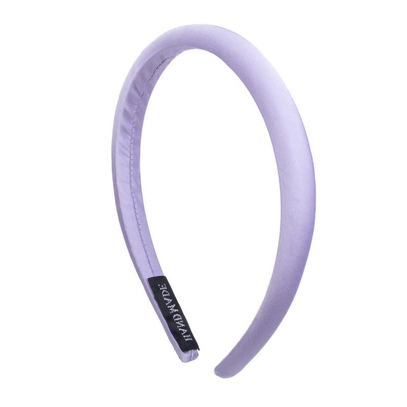 Ladies Classic Solid Color Satin Headband - Color: Lavender
