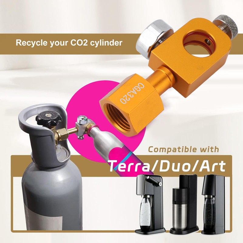 CGA320 CO2 Refilling Adapter with Pressure Gauge Soda Refill Quick