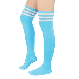Zando Light Blue Socks for Women Baby Thigh High Baseball Softball Knee Stockings One Size