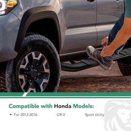 YHTAUTO 3 Inch Running Boards Side Steps Compatible with Honda CR-V 2012 2013 2014 2015 2016, SUV, Round Carbon Steel Black Powder, Cab Side Step Rails Off-Road Exterior Accessories, Set of 2