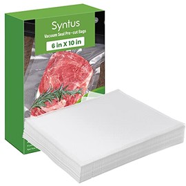 Syntus Vacuum Sealer Bags, 100 Pint 6" x 10" Commercial Grade PreCut Bag, Food Vac Bags for Storage, Meal Prep or Sous Vide