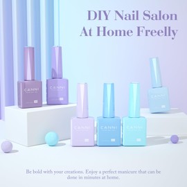 CANNI Purple Blue Gel Nail Polish Set, 6 Colors 9ML Gel Polish Light Purple Baby Blue Summer Lavender Ice Blue Nail Polish Soak Off UV LED Kit DIY Nail Art Manicure Home Nail Salon for Women
