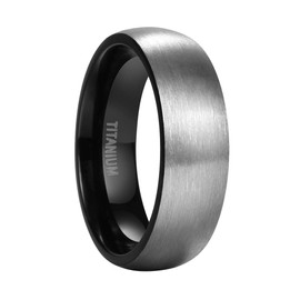 Mabohity Men's / Women's Matt Brushed Titanium Ring, Curved Wedding Band, Engagement Ring, Friendship Ring, 3 mm, 4 mm, 6 mm, 7 mm, 8 mm Width, Black, Silver, Size 47 to 72, Titanium, 8 mm, 14 in bag