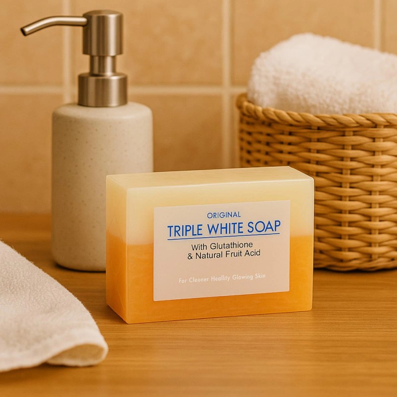 Jabón Triple Blanco Original con Placenta, Glutatión, 150g, 2 Barras