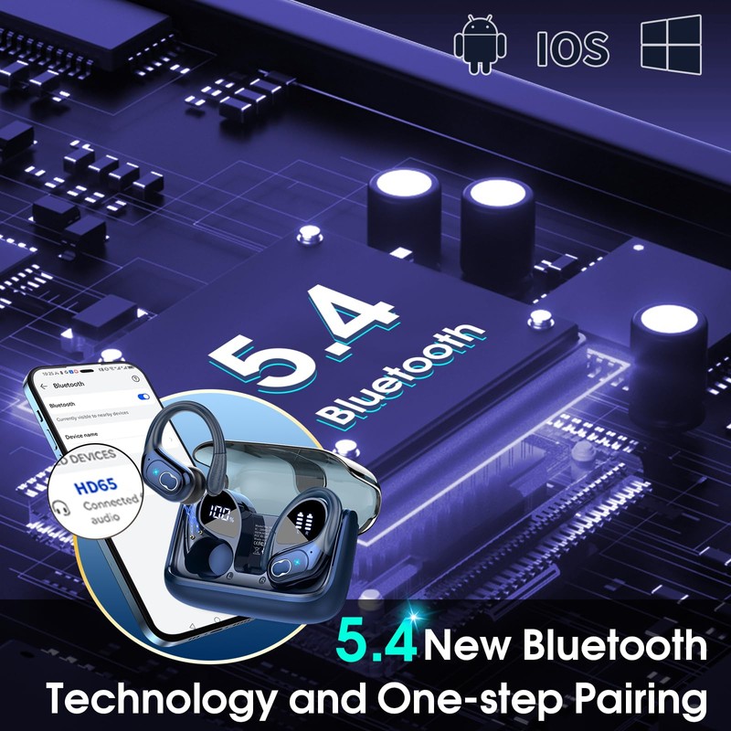 Aptkdoe Wireless Earbuds 75hrs Bluetooth 5.4 Headphone Sport, 2025 Bluetooth