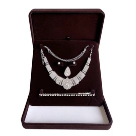 Fadsace Plush Velvet Jewelry Set Box Organizer Necklace Earring Ring Necklace Bracelet Gift Display Case Wedding Jewelry Storage Holder Gift Box (Brown)