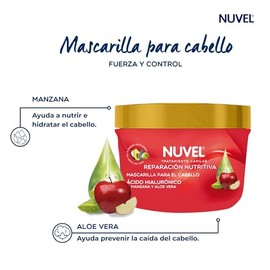 Nuvel Mascarilla Capilar Reparacin Nutritiva con Acido Hialuronico  Manzana  Aloe Vera 230 g, Tratamiento Capilar con Ingredientes Nutrivos,...       