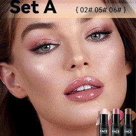Kit de maquillaje en barra de contorno en crema, crea contorno facial, resaltador, barra de rubor para esculpir las mejillas, barras de contorno bronc