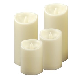 CANDLE CHOICE Waterproof Outdoor Battery Operated Flameless Candles with Auto Timer Flickering Plastic Resin Electric LED Pillar Lights for Lantern Patio Garden Wedding Party Decorations Pack of 4