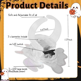 tmlfep 24Pcs Halloween Light Up Rings,Halloween Space Party Decorations Supplies Glow in the Dark Party Supplies Bulk Ghost Prizes ﻿for Party
