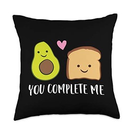 Avocado Toast Gifts Complete Me Valentines Day Avocado Toast Throw Pillow, 18x18, Multicolor