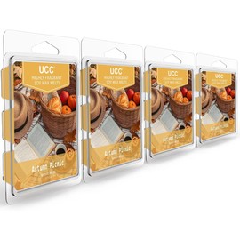 UCC Fall Wax Melts, Strong Fragrance Fall Scents, Long Lasting Premium Soy Scented Cubes, Colored Melt Tarts - 4 Pack