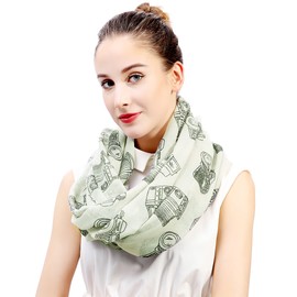 Vintage Camera Print Women's Infinity Scarf Lightweight (Light Grey)
