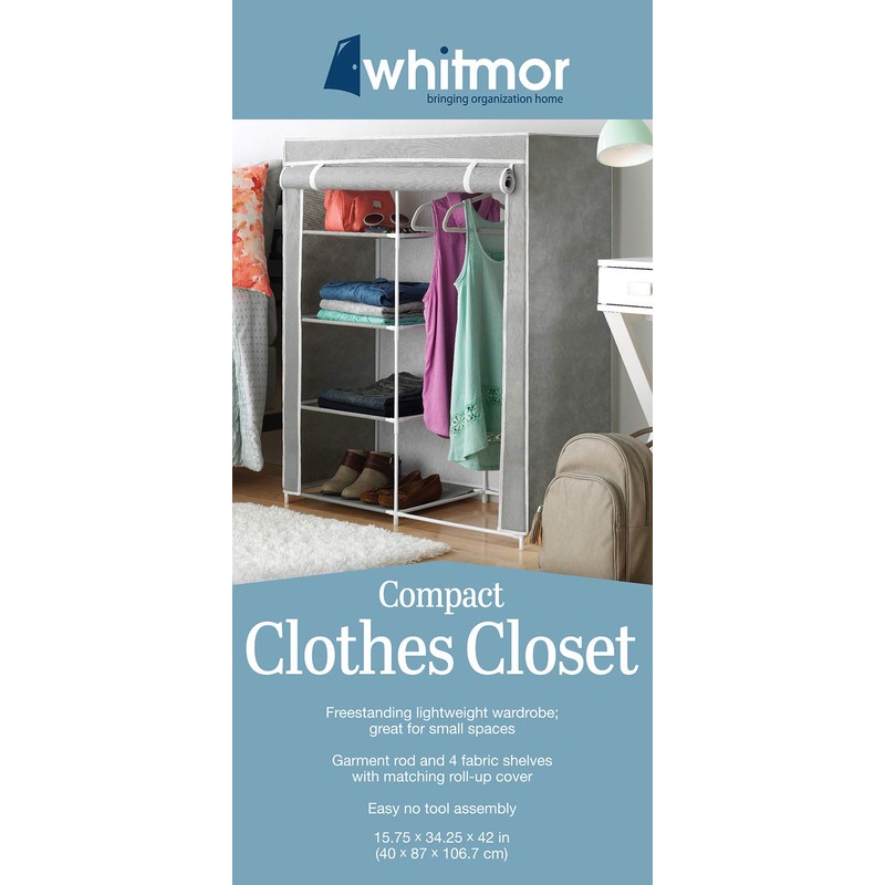 Whitmor Compact Clothes Closet - Space Saving - 4 Shelves