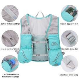 Running Vest for Women Men,Adjustable Chest Straps Running Hydration Vest, Lightweight Reflective Hydration Backpack for Hiking Marathon (Green, One Size)