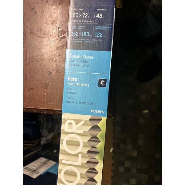 Levolor 60 x 72 cellular shade ECRU room darkening cordless