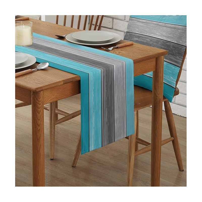 Abstract Turquoise Table Runner Dresser,Teal Table Runners 33x183 Long for