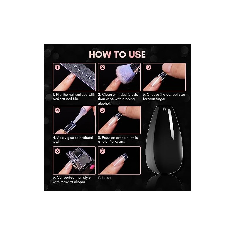 Makartt 500pcs Short Coffin Nails Clear Ballerina Nail Tips Full