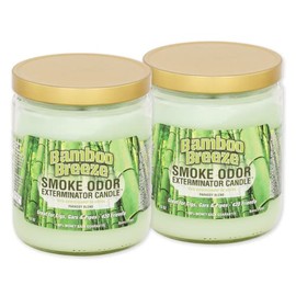 Smoke Odor Exterminator 13 oz Jar Candles Bamboo Breeze, (2)