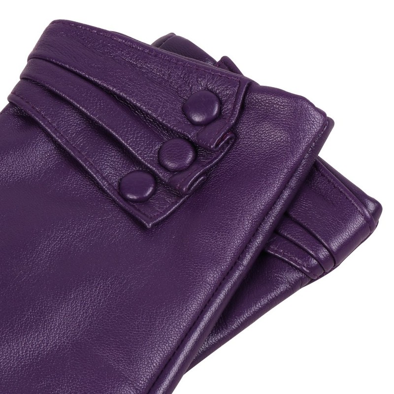 Nappaglo Nappa Leather Gloves Warm Lining Winter Button Decoration Imported