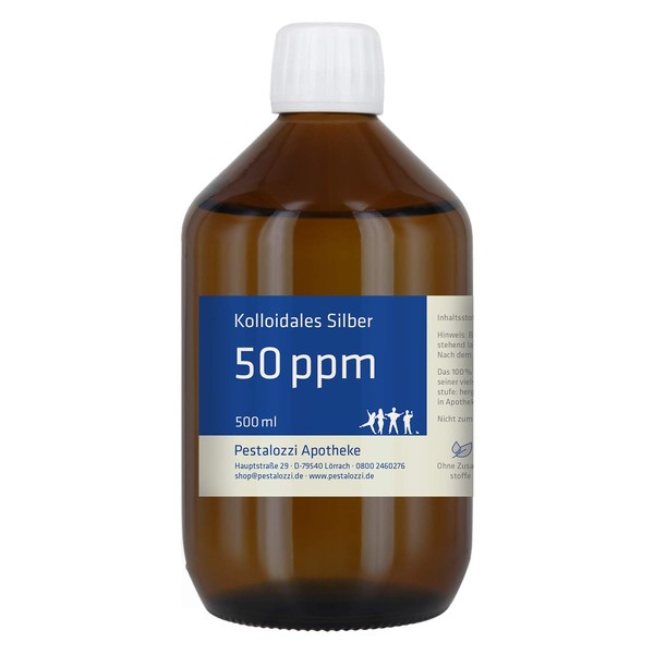 Colloidal Silver 50 ppm, 100% Natural, Colloidal Silver Water, Without Chemical Additives From Pharmacy Manufacture 500 ml