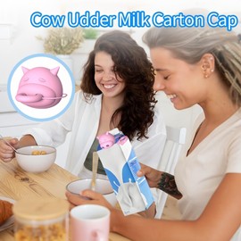Boxed Milk Diverter, Silicone Milk Box Cover, Lanyard Design, Suitable For 1L Milk Box And 27mm Bottle Cap, Cute Cow Design Cover, Anti-Spill And Leak-Proof, Easy To Store And Clean (Black)