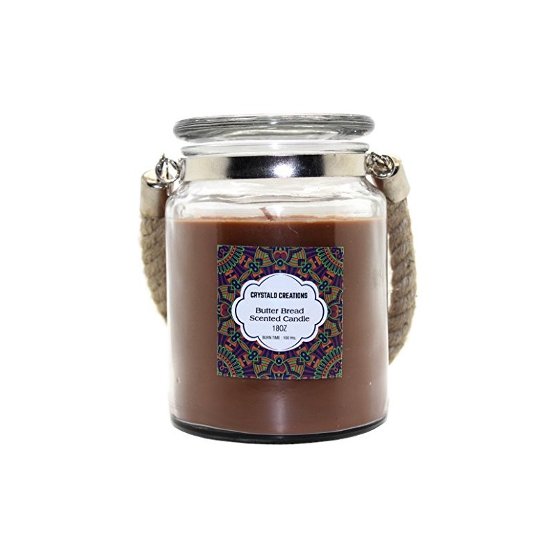 Crystalo Creations Butter Bread Scented Candle with Rope Handle, 18
