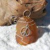 Custom Surf Tumbled Sea Glass Ornament with a Silver Peace