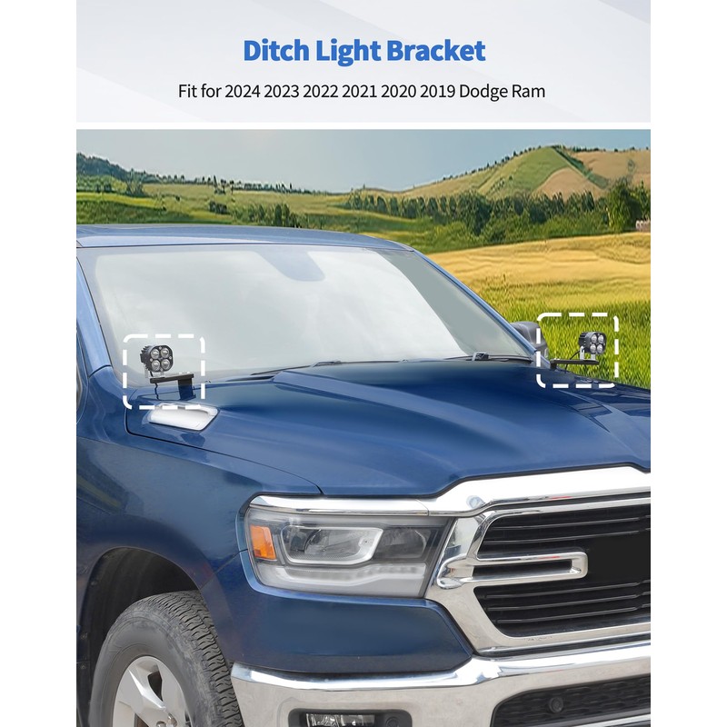 DSWSQ Ditch Hood Hinge Light Brackets for 2024 2023 2022