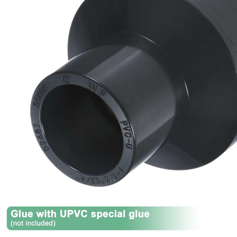 M METERXITY 1-Pack UPVC Reducer Pipe Fitting, 1-1/2"x3/4" Reducing Coupling