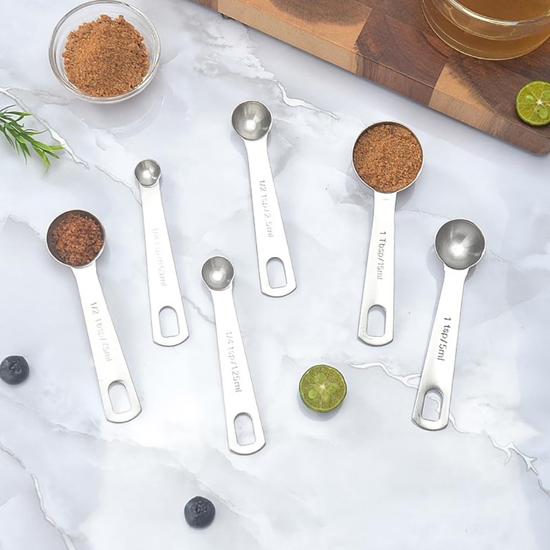 2 Pcs 10ml Stainless Steel Measuring Scoops Dry Liquid Ingredient