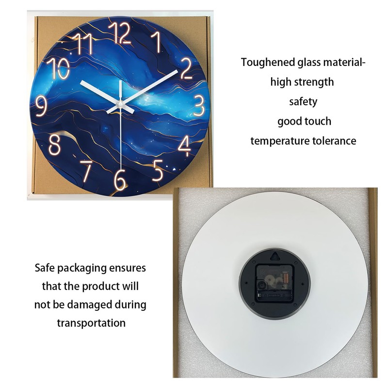 Glass Wall Clocks Battery Operated 14 Inch Modern Abstract Wall