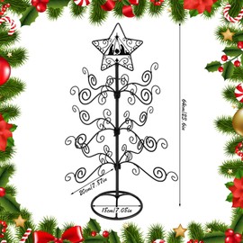 Otoolling Jesus Iron Christmas Tree Ornament Display Stand with Hanger Hook Metal Ornament Display Tree Stand Hanger for Jesus Christmas Balls Bauble Decorations Gift Craft Tabletop(Black,2 ft)