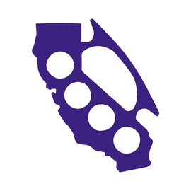 California Map Brass Knuckle Sticker Vinyl Decal Notebook Car Window Laptop 4.5" x 5.5" (Purple)