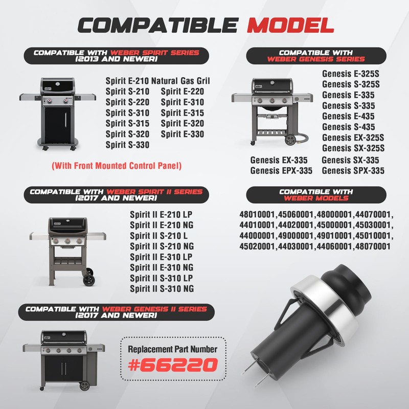 BBQ-Yummy 66220 Igniter Switch for Weber GS4 Genesis II &