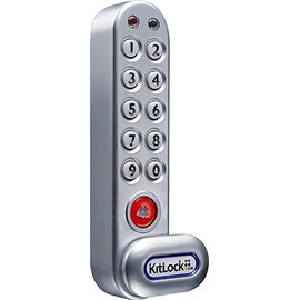 CODELOCKS KL1200SG Silver Grey Painted Finish Zinc Alloy KitLock Heavy Duty Electronic CAM Lock for Heavy Use Applications, 2 CAMS Straight and Offset, Stainless Steel Key Tops, Includes 4 Spindle Lengths 3/8", 5/8", 7/8" and 1 1/8"