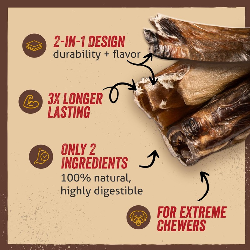 Jack&Pup 12" X-treme Bully Sticks for Large Dogs | Collagen