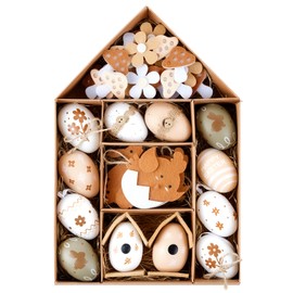 Pack of 46 Easter Eggs for Hanging Easter Decoration, Easter Eggs for Easter Decoration, Brown White Easter Decoration for Easter Baskets, Easter Decoration Things, Easter Gifts Children