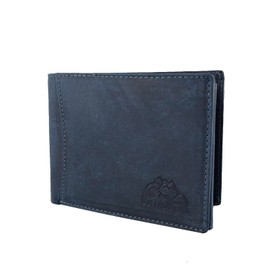 BUFFALO HILL 2394 Wallet Buffalo Leather Wallet I Genuine Leather Wallet I Landscape Format Men's Wallet I RFID Protection I Leather Wallet with Coin Compartment I 9 Card Slots, blue, Modern