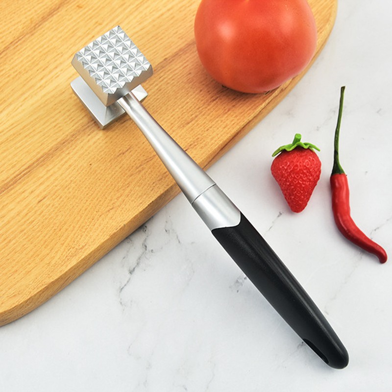 Meat Tenderizer Dual Sided Zinc Alloy Ergonomic Rubber Handle Balanced