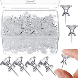 100 Pieces Jumbo Giant Large Push Pins 1 Inch Standard Thumb Tacks Steel Point and Plastic Head Push Pins for Cork Board (Clear)
